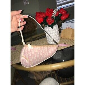 Authentic Christian Dior pink monogram saddle bag